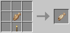 A crafting grid showing the recipe for cooked cod