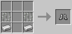 A crafting grid showing the recipe for Chain Boots