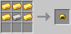 A crafting grid showing the recipe for Golden Helmet