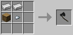 A crafting grid showing the recipe for Throwing Axe