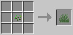 A crafting grid showing the recipe for Grass