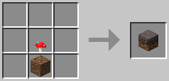 A crafting grid showing the recipe for Mycelium Block