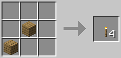 A crafting grid showing the recipe for Torch